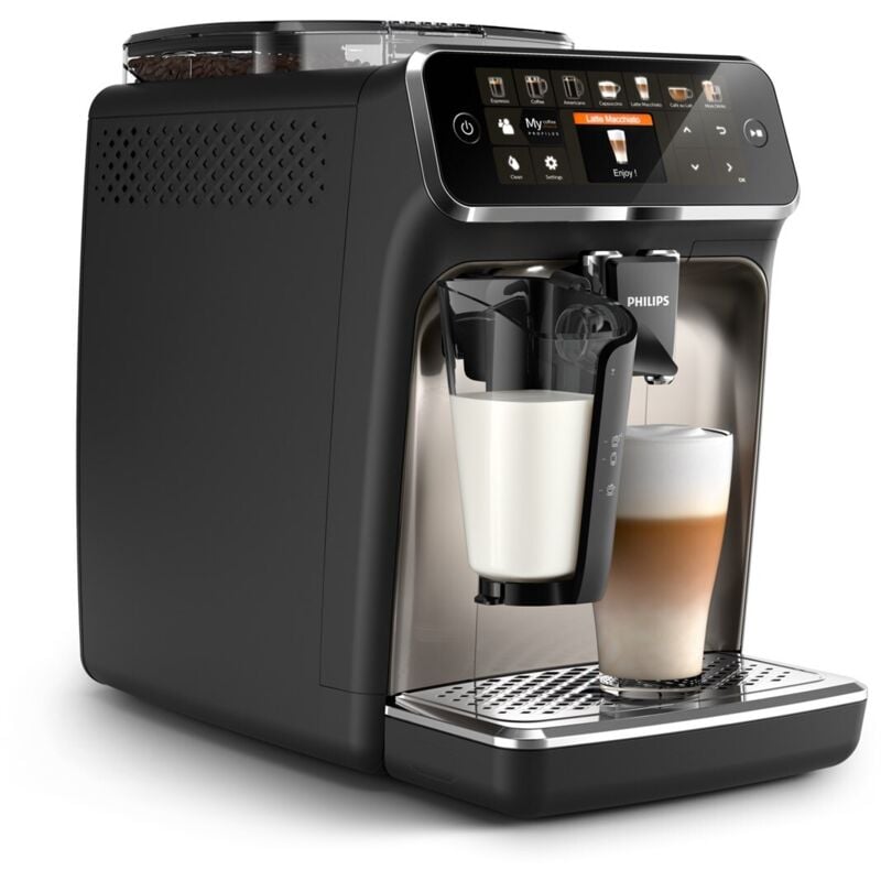 Serie 5400 (EP5447/90) Kaffeevollautomat – LatteGo Milchsystem, 12 Kaffeespezialitäten, Intuitives Display, 4 Benutzerprofile, Chrom