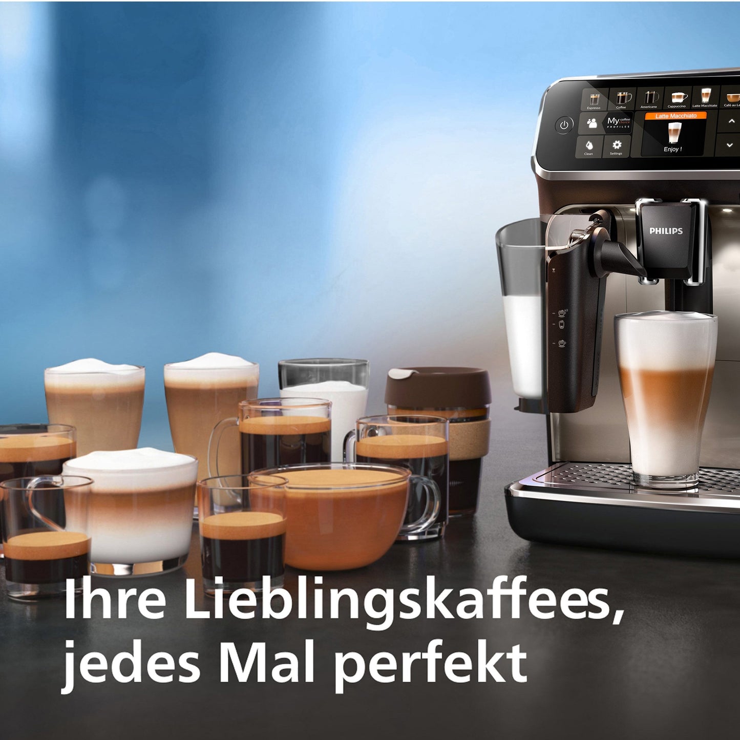 Serie 5400 (EP5447/90) Kaffeevollautomat – LatteGo Milchsystem, 12 Kaffeespezialitäten, Intuitives Display, 4 Benutzerprofile, Chrom